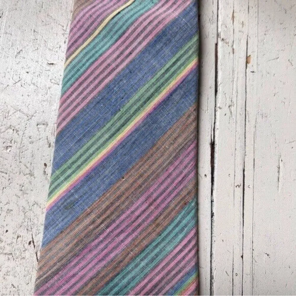Vintage Tie Men's Pastel Preppy Pink Blue Coastal Wedding Southern Retro Beach